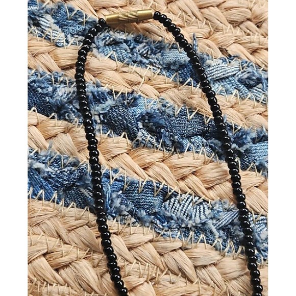 Turquoise Glass Beaded & Brass Necklace - Picture 4 of 8